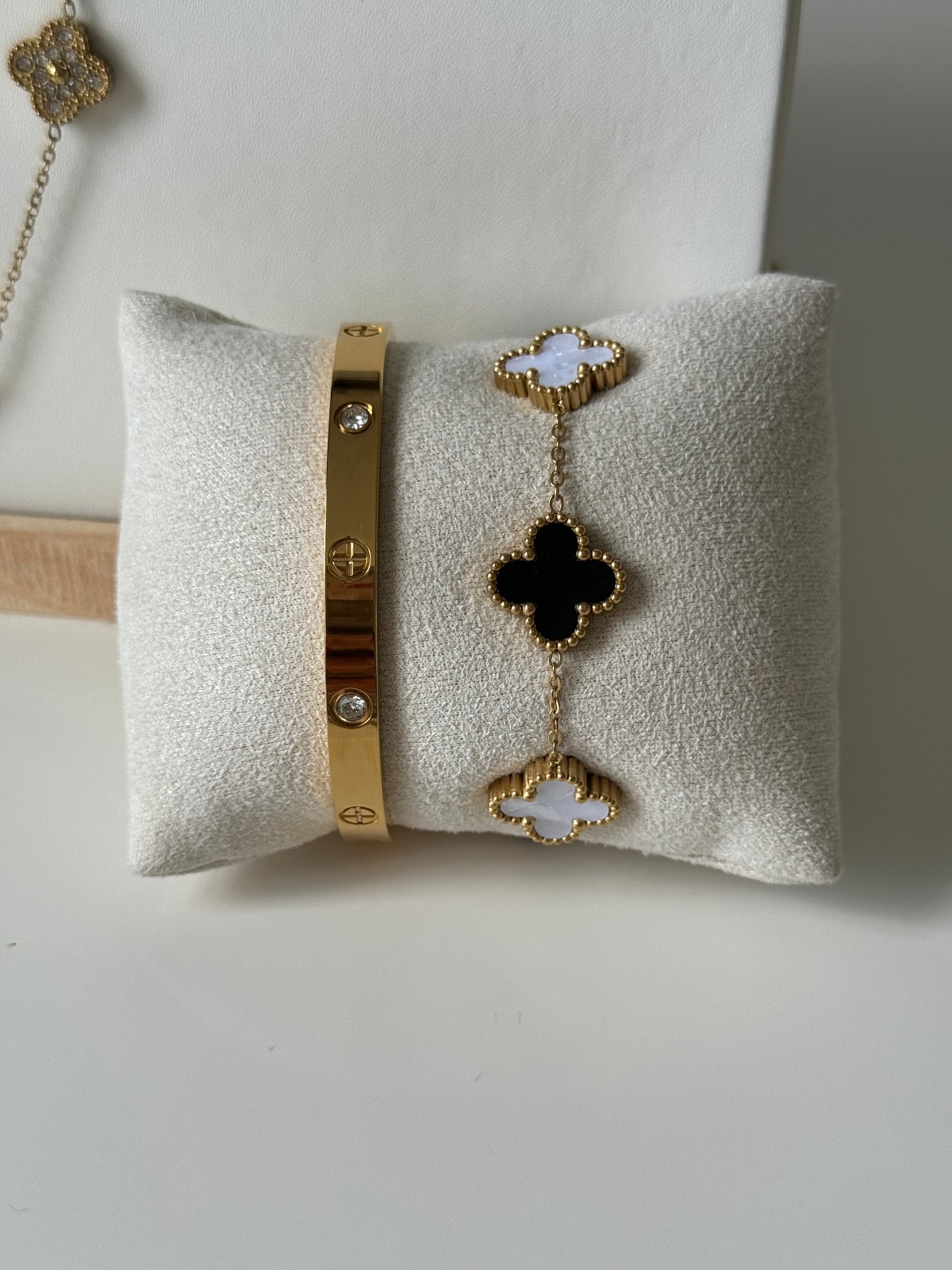 Set of Bangle and Bracelet, Stainless Steel, Tarnish Free