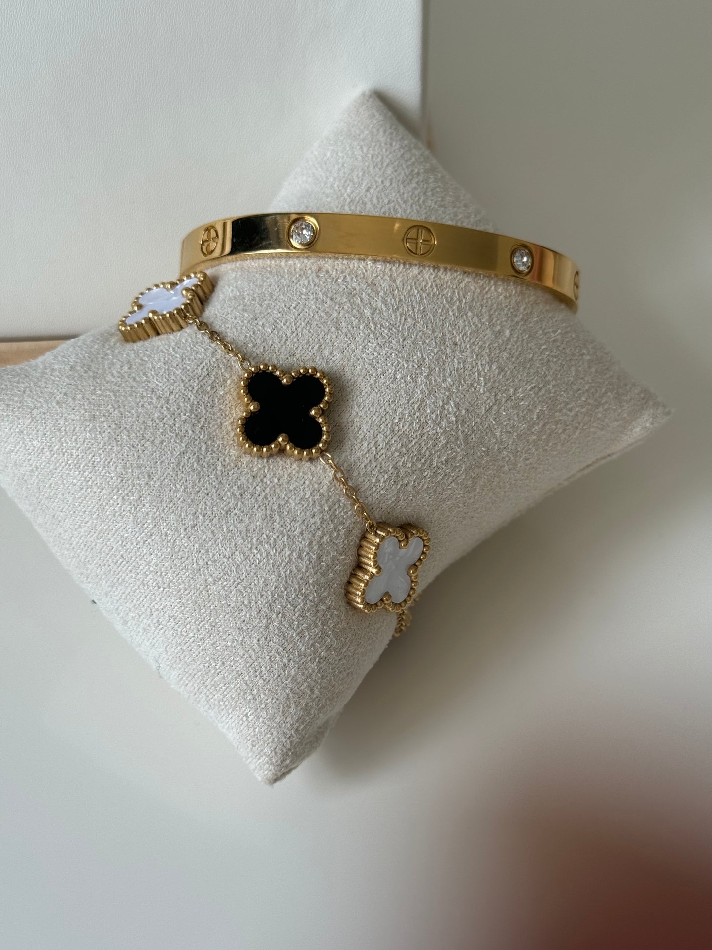 Set of Bangle and Bracelet, Stainless Steel, Tarnish Free