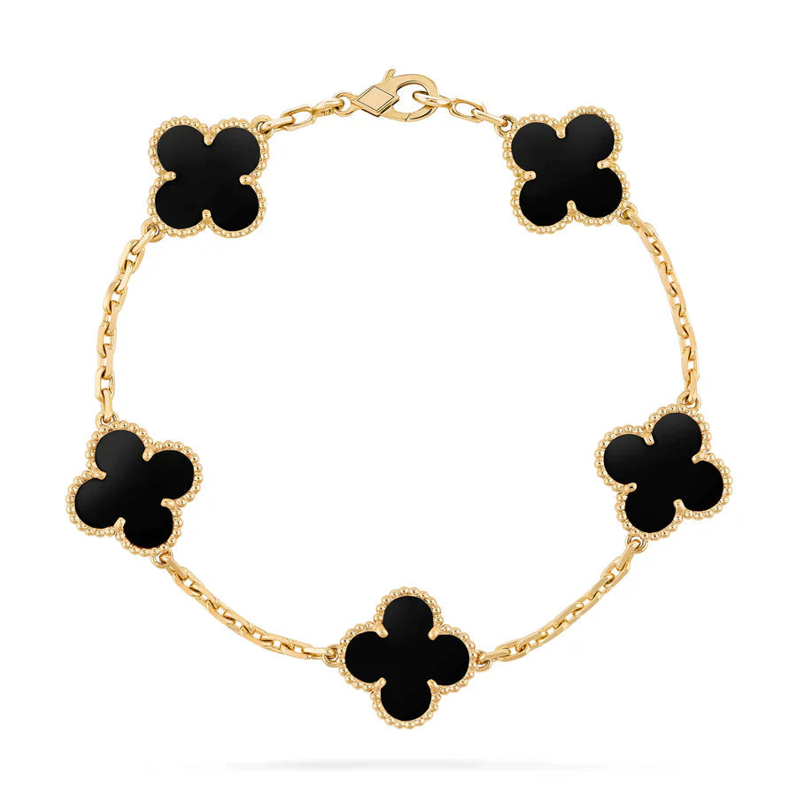 S925 Silver Clover Leaf Bracelet, 18k Gold Plated