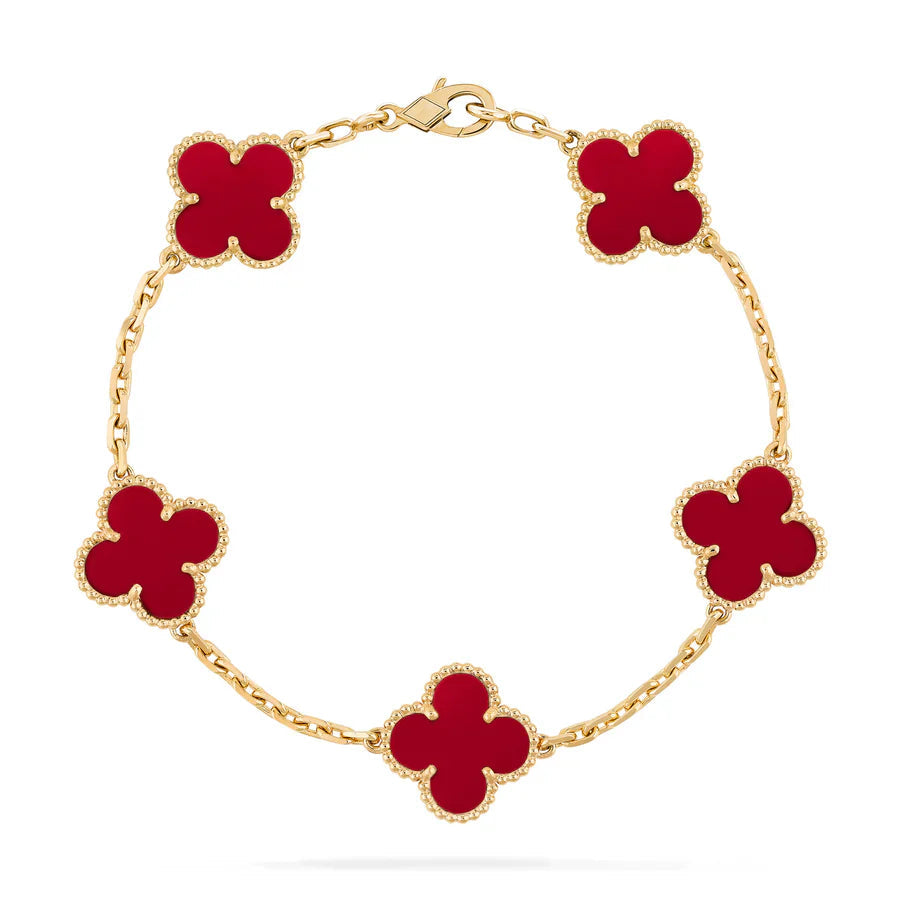 S925 Silver Clover Leaf Bracelet, 18k Gold Plated