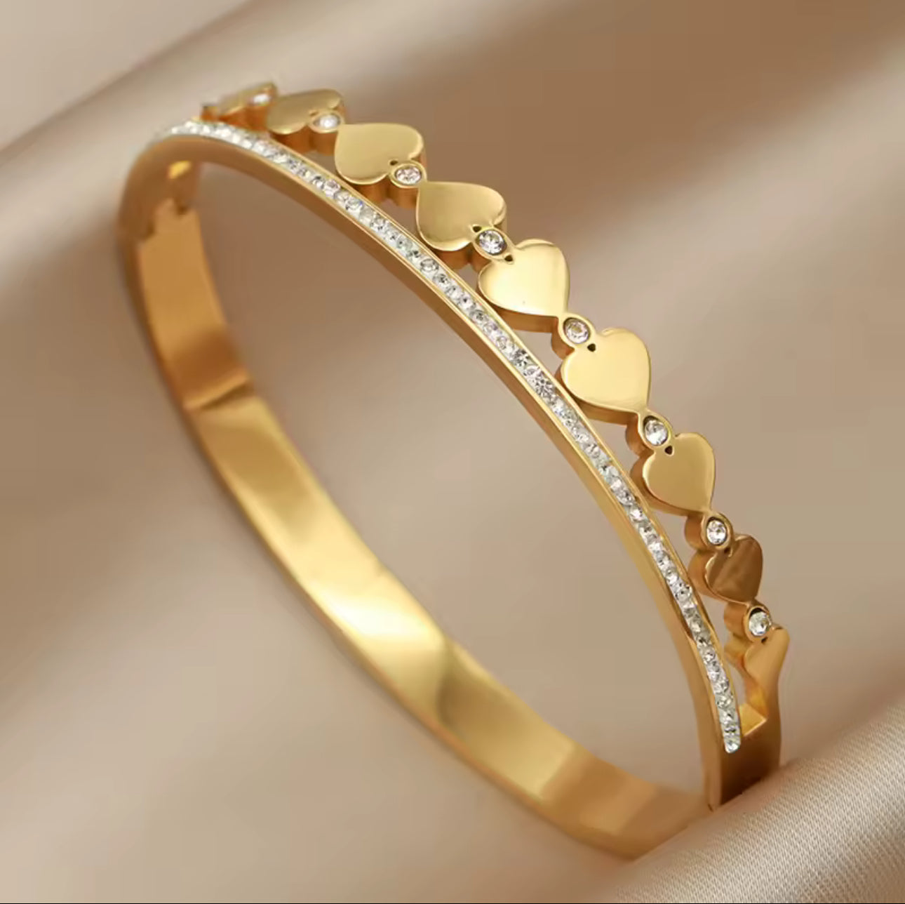 Stainless Steel 14K Gold Plated Bangle Bracelet, Anti-tarnish