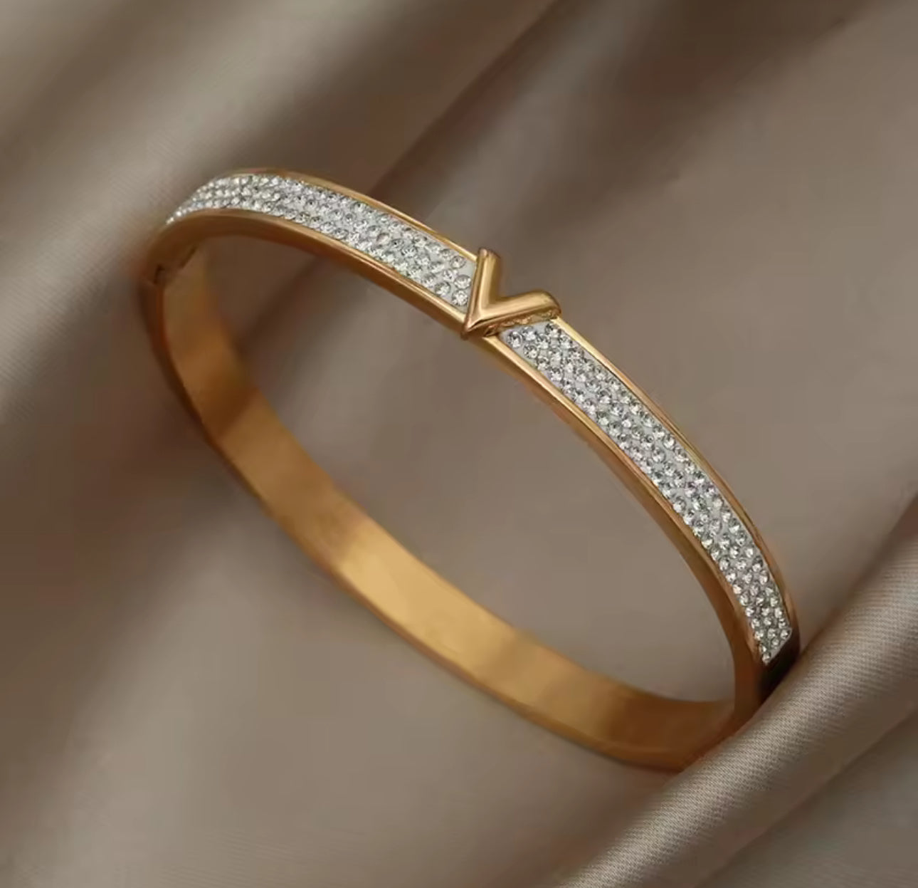 Stainless Steel 14K Gold Plated Bangle Bracelet, Anti-tarnish