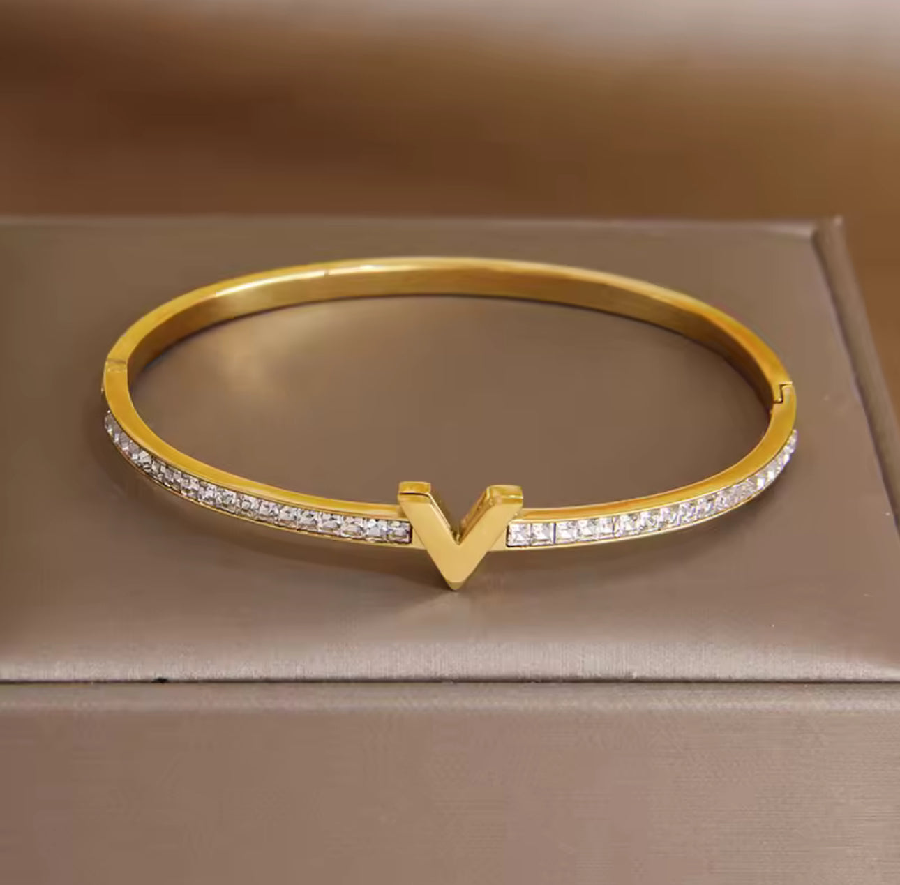 Stainless Steel 14K Gold Plated Bangle Bracelet, Anti-tarnish
