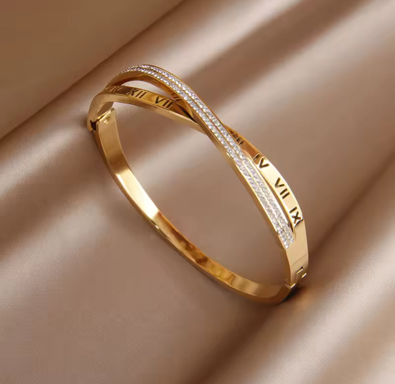 Stainless Steel 14K Gold Plated Bangle Bracelet, Anti-tarnish