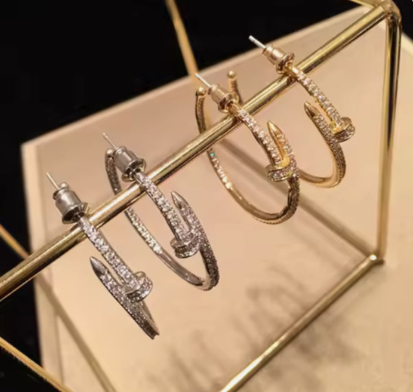 Nail Hoop Earrings