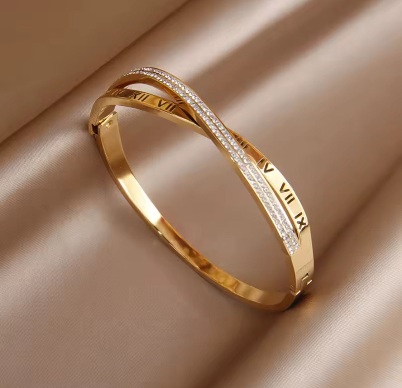 Stainless Steel 14K Gold Plated Bangle Bracelet, Anti-tarnish