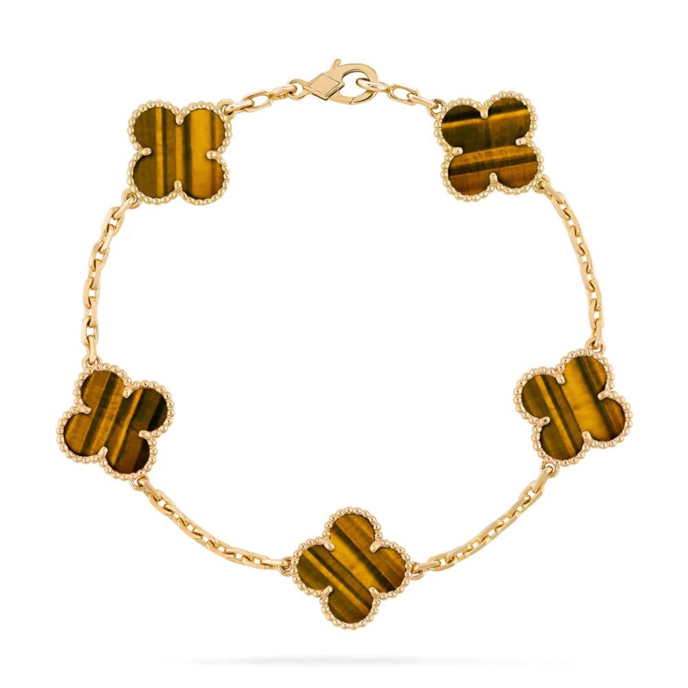 S925 Silver Clover Leaf Bracelet, 18k Gold Plated