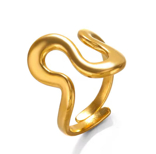 Stainless Steel Adjustable Ring, Gold Plated