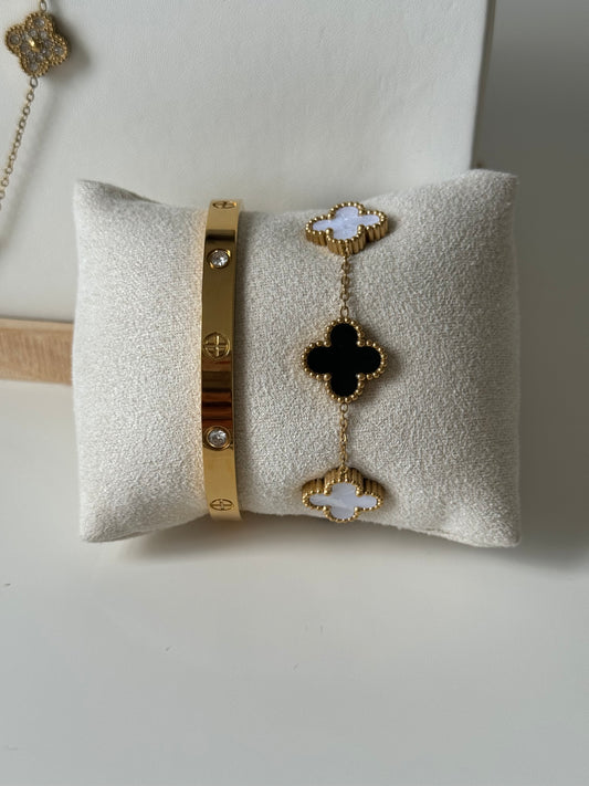 Set of Bangle and Bracelet, Stainless Steel, Tarnish Free