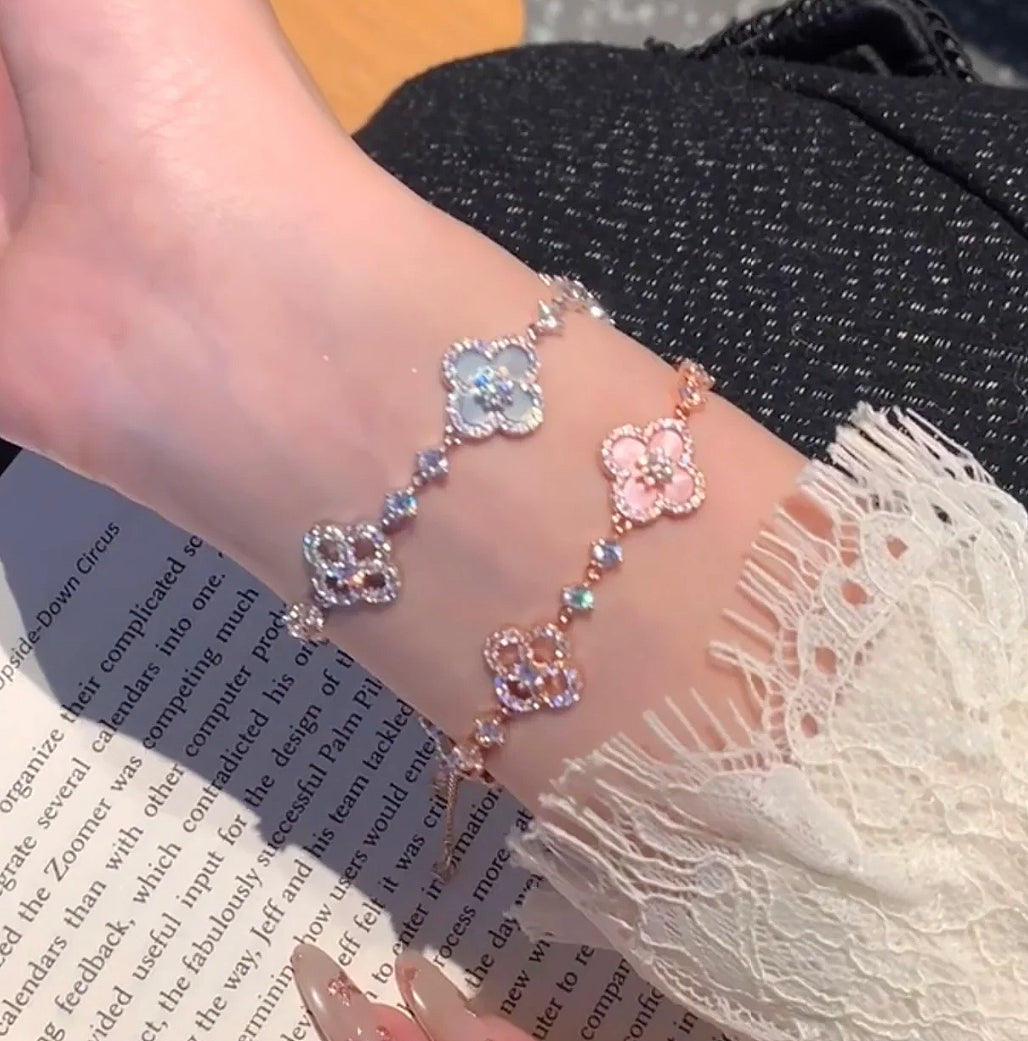 Bling Bling Four Leaf Clover Bracelet, Various Colours Available