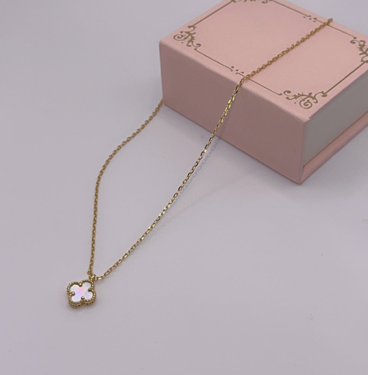 Mini White Clover Set, Necklace & Bracelet