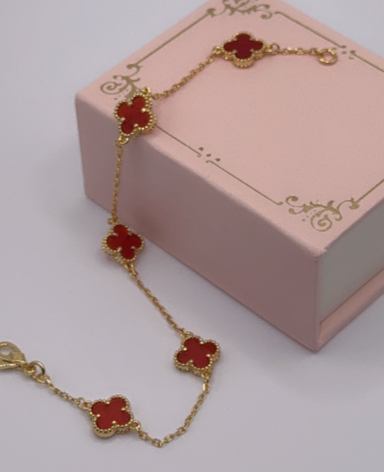 Mini Red Clover Set, S925 Silver, 18k Gold Plated