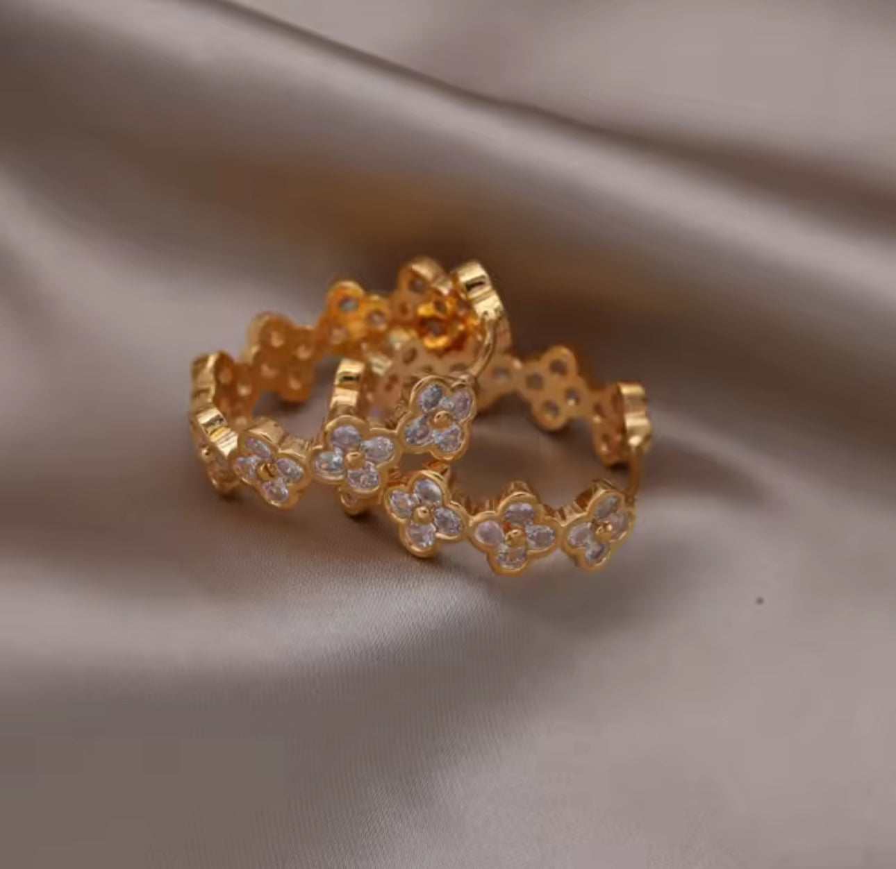 Crystal Flower Hoop Earrings