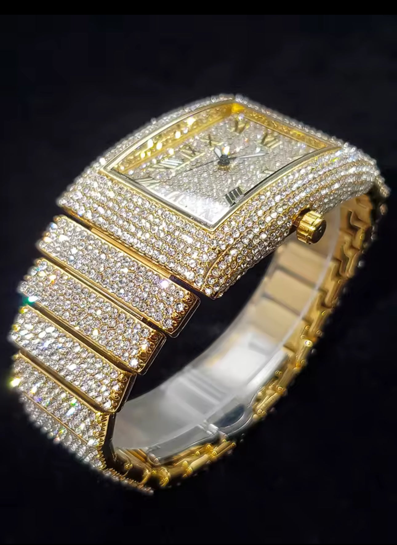 Unique Design Gemstone Paved Watch