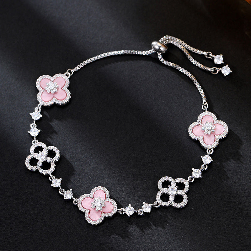 Bling Bling Four Leaf Clover Bracelet, Various Colours Available