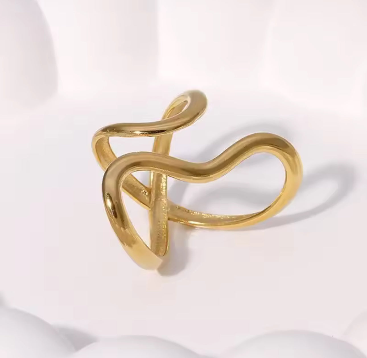 Stainless Steel Adjustable Ring, Gold Plated