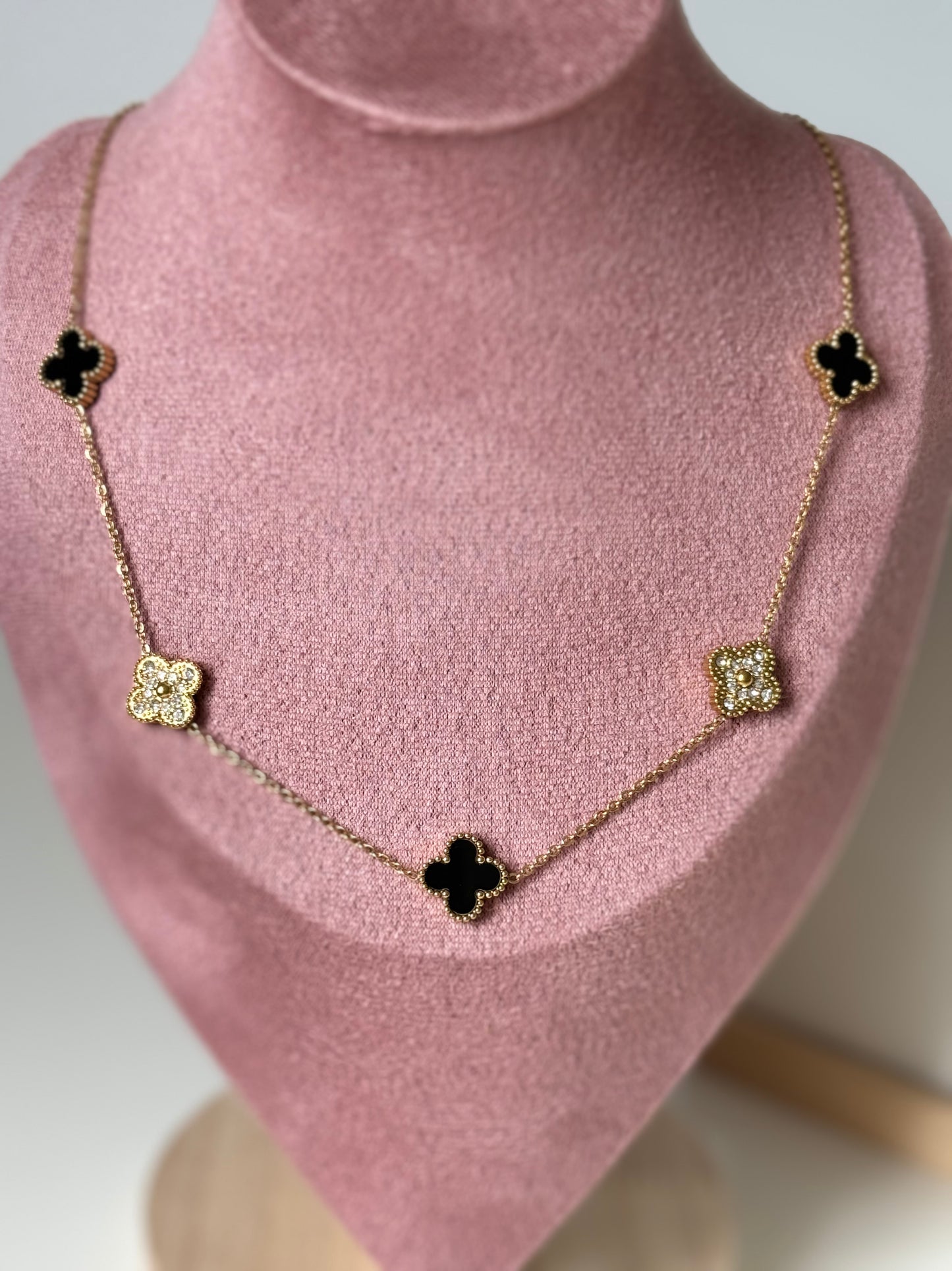 5 Clover Necklace, Stainless Steel, Waterproof