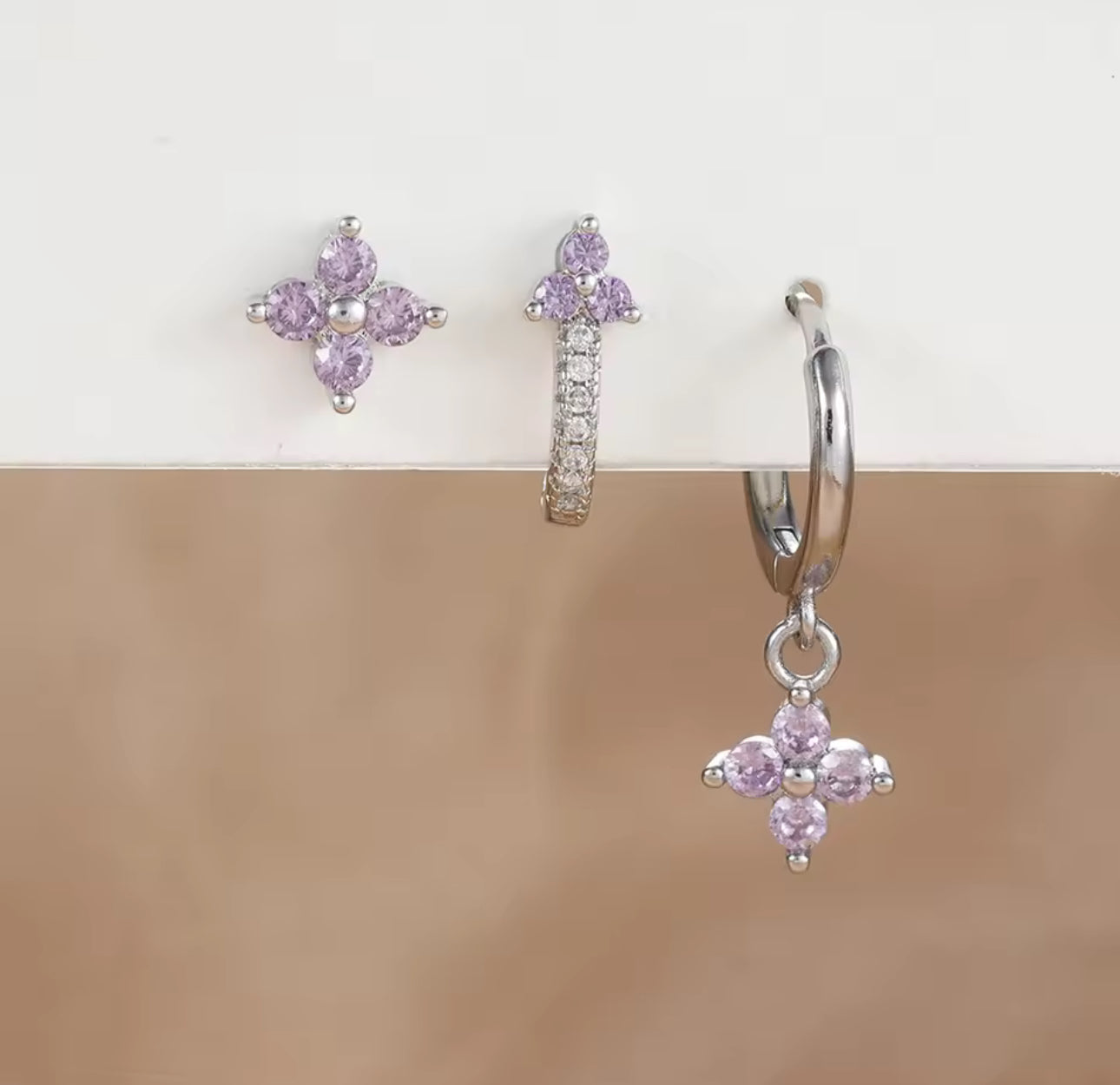 3 Pairs Hoop and Stud Earrings