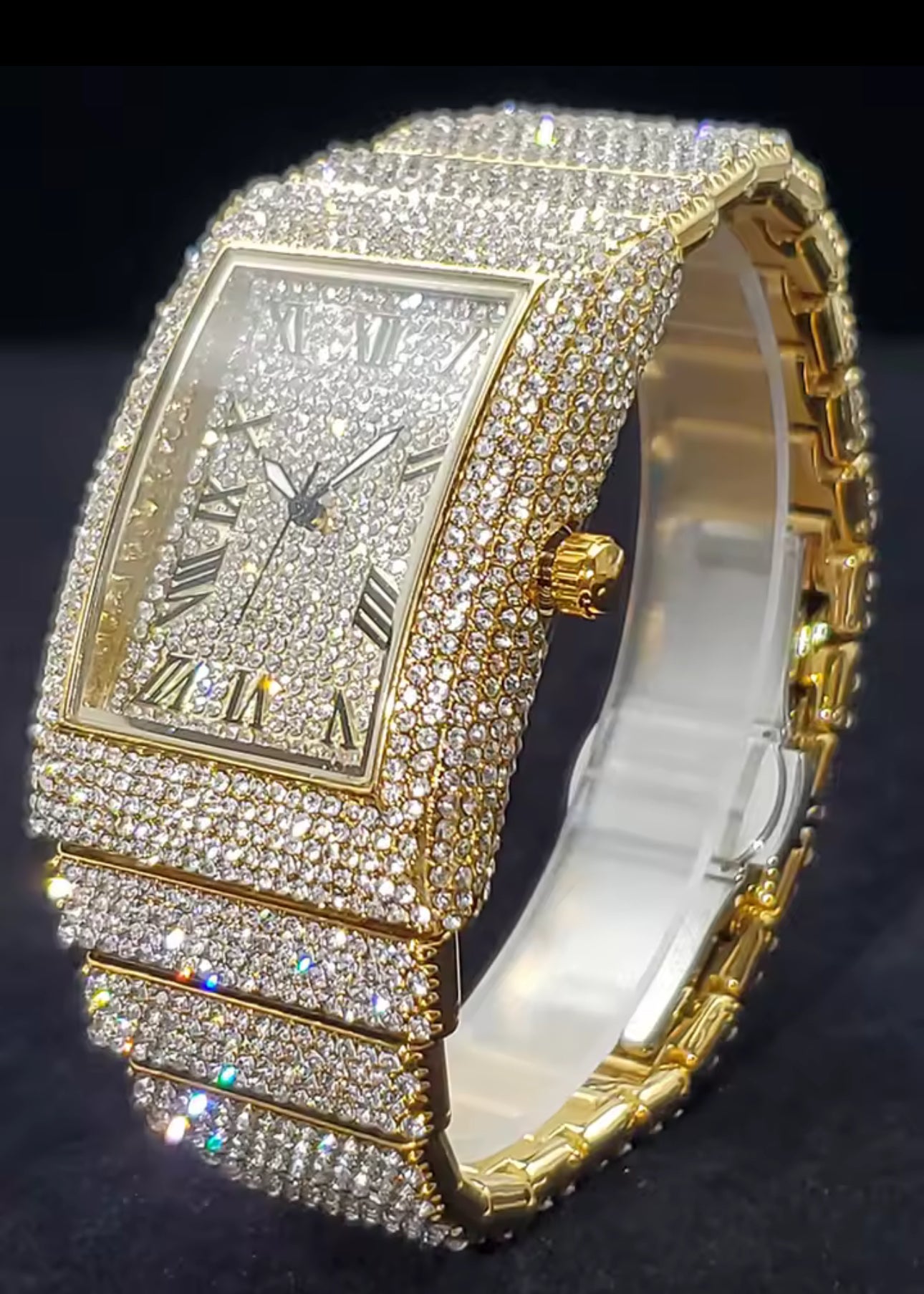 Unique Design Gemstone Paved Watch