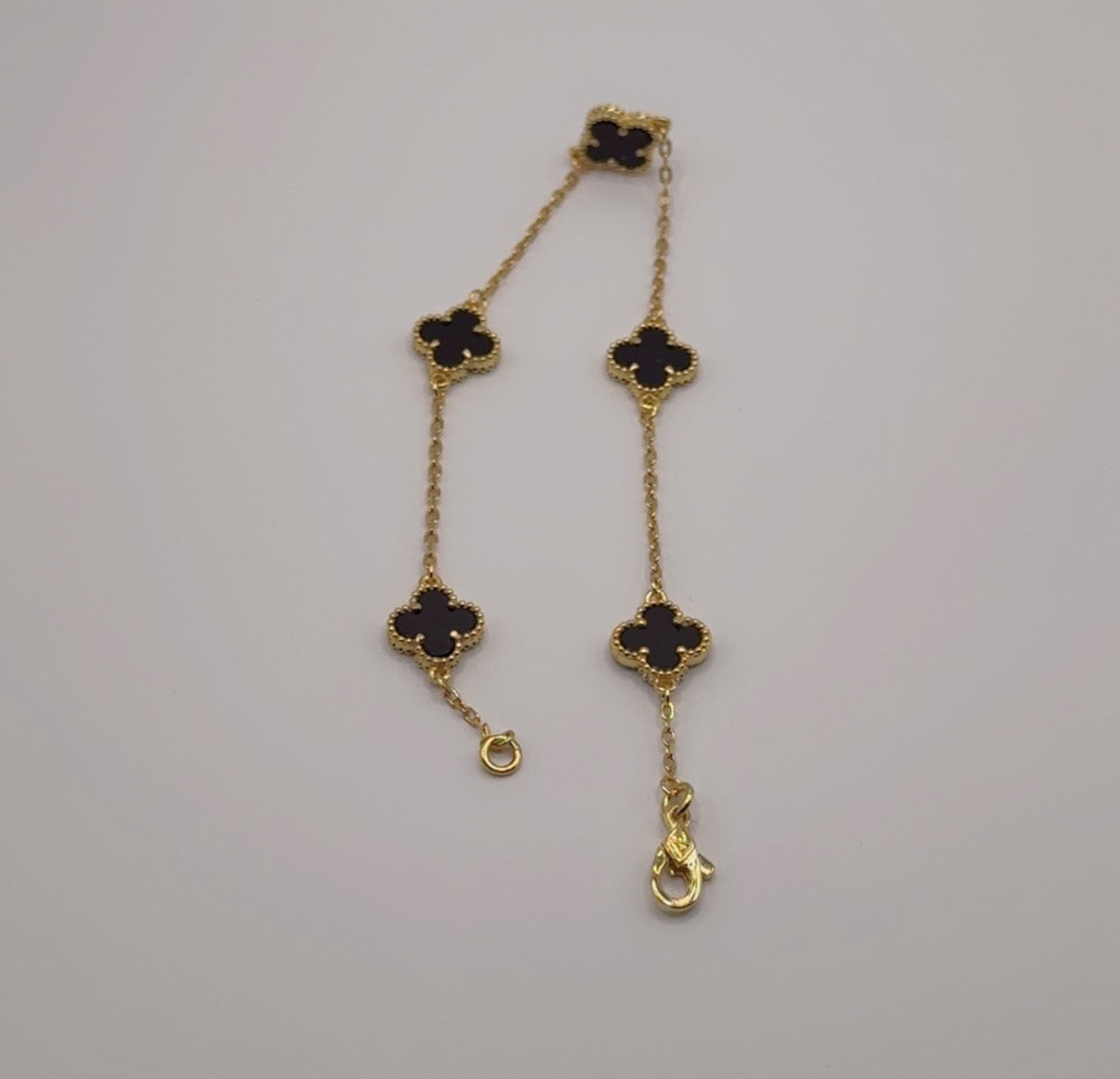 Mini Black Clover Set, Necklace & Bracelet