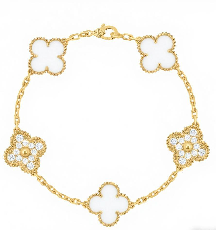 S925 Silver Clover Bracelet, Various Colours Available