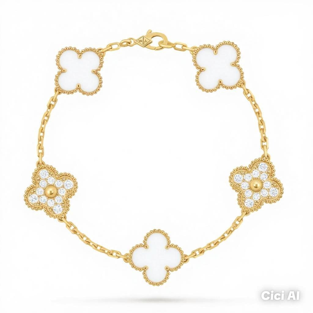 S925 Silver Clover Bracelet, Various Colours Available