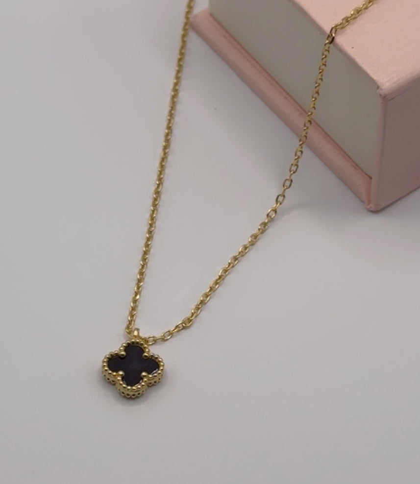 Mini Black Clover Set, Necklace & Bracelet