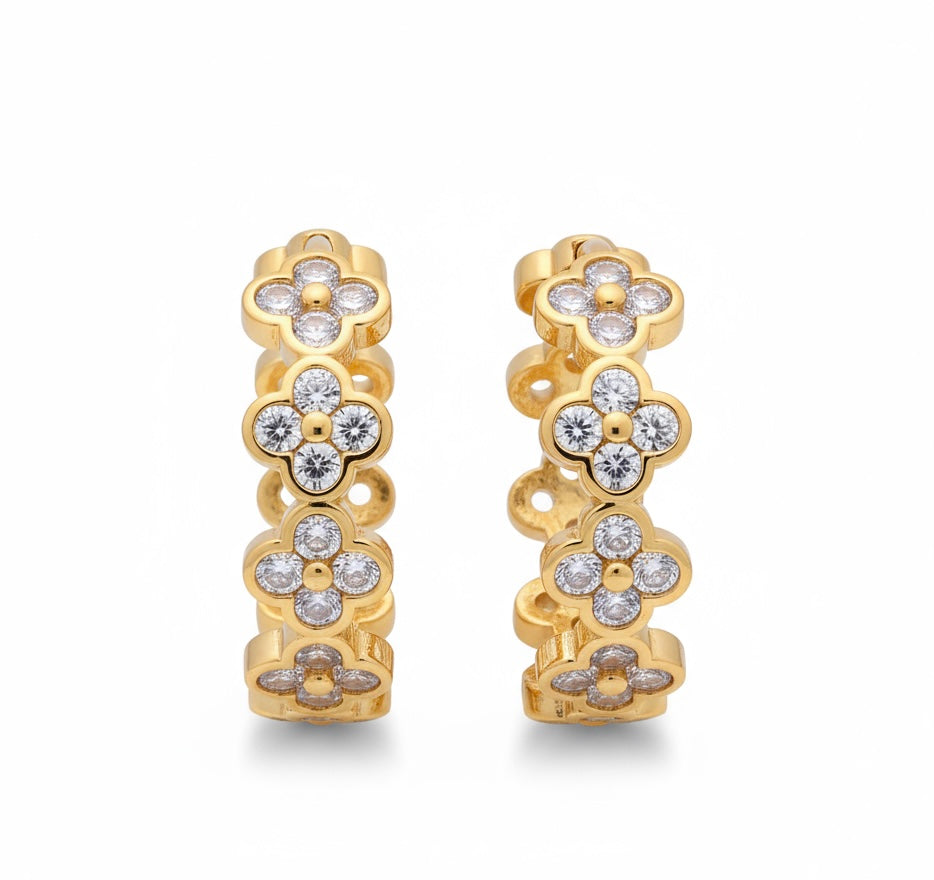 Crystal Flower Hoop Earrings