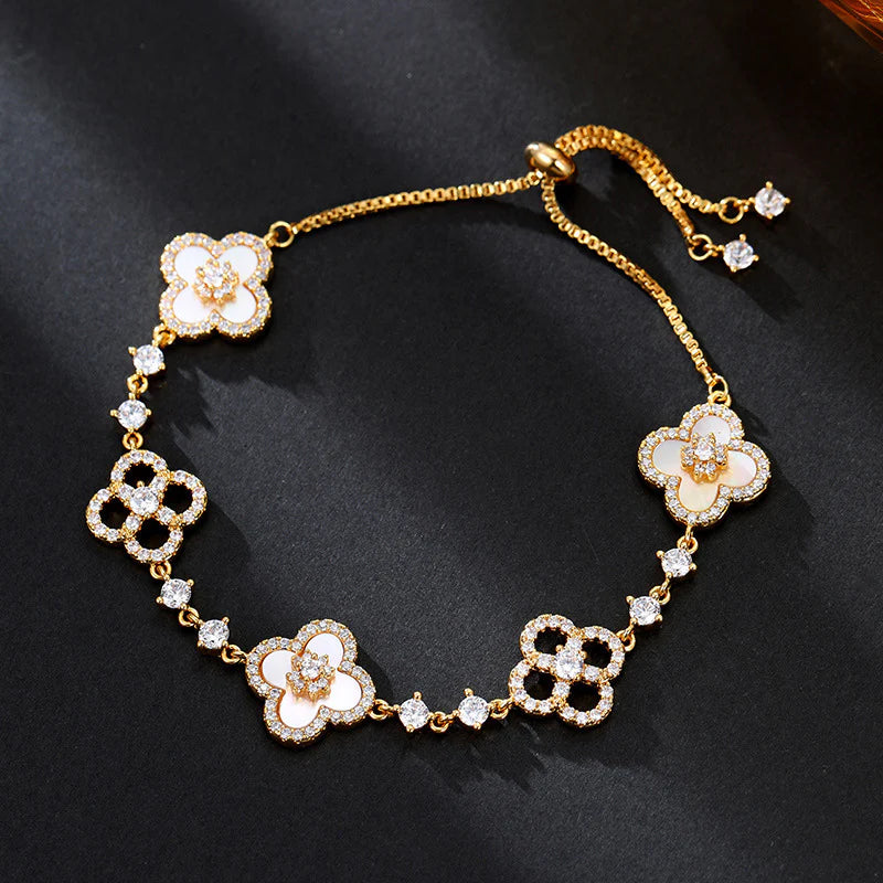 Bling Bling Four Leaf Clover Bracelet, Various Colours Available