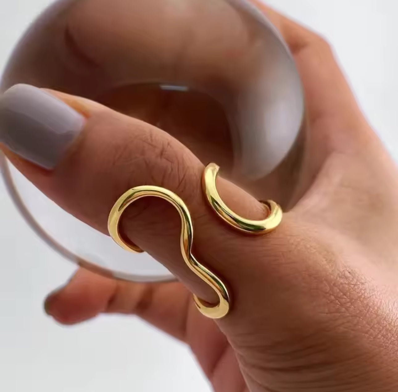 Stainless Steel Adjustable Ring, Gold Plated