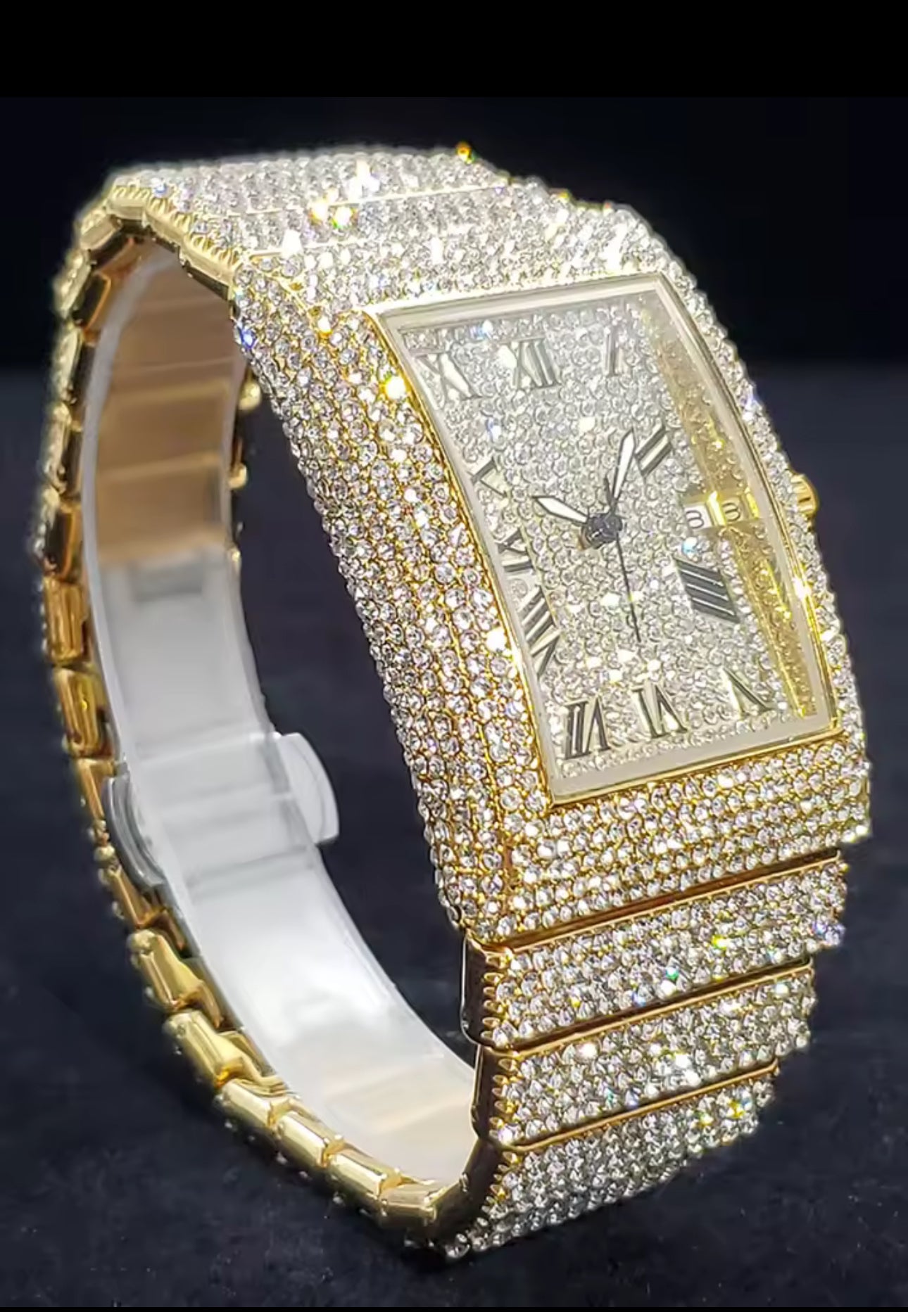 Unique Design Gemstone Paved Watch