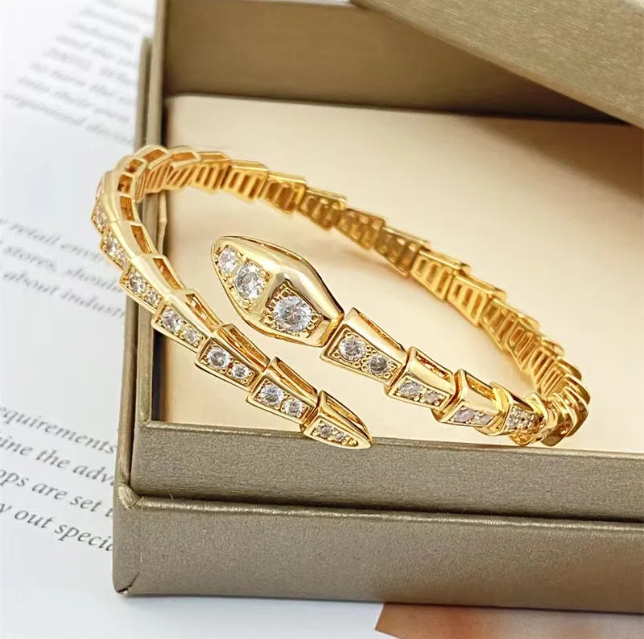 Iced Snake Bangle Bracelet