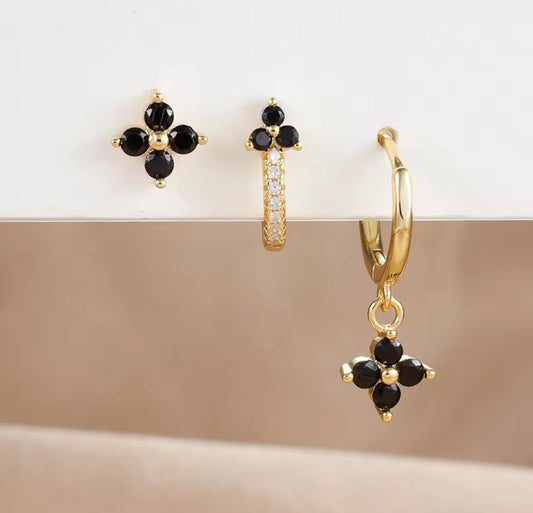 3 Pairs Hoop and Stud Earrings