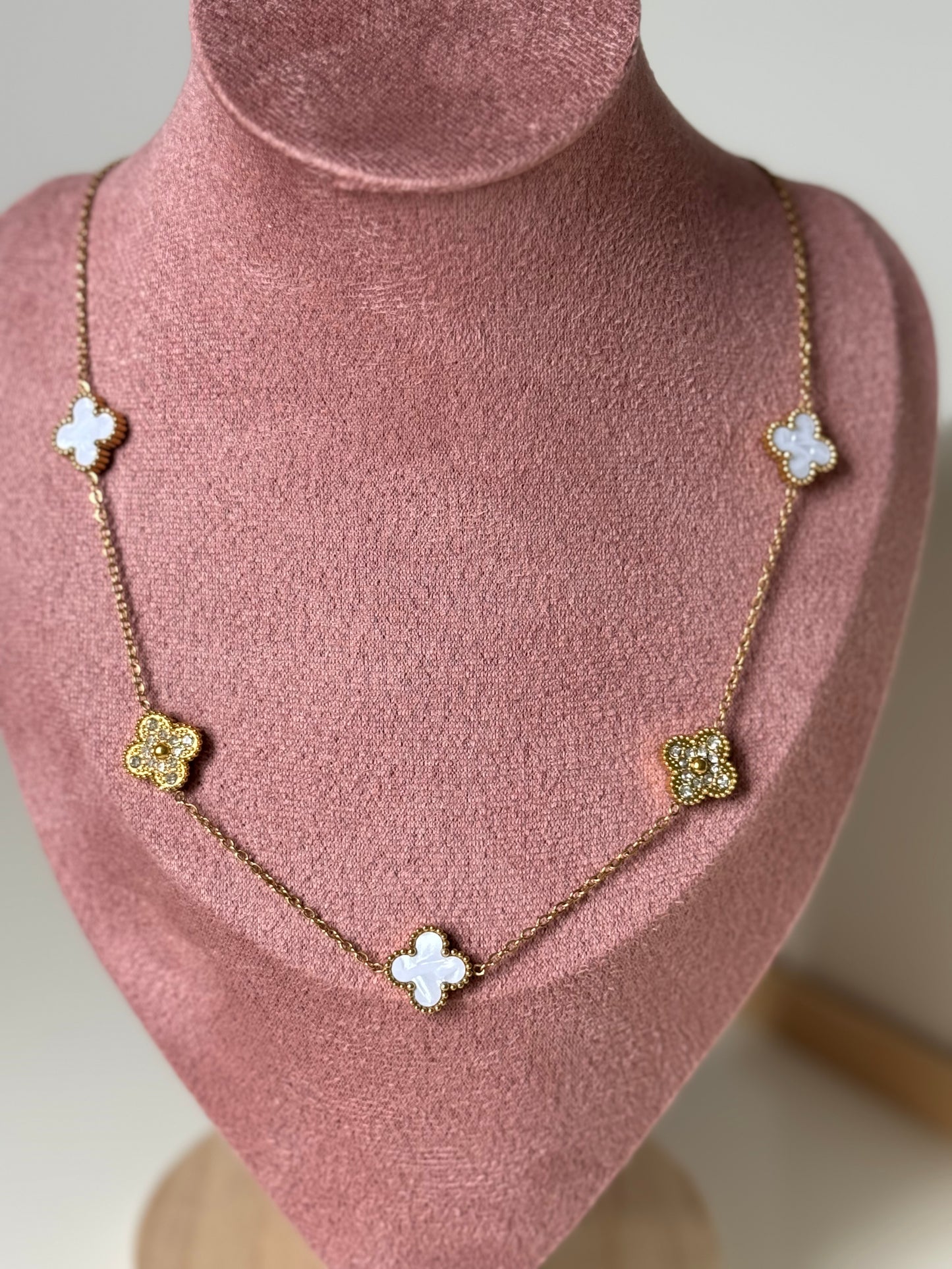 5 Clover Necklace, Stainless Steel, Waterproof