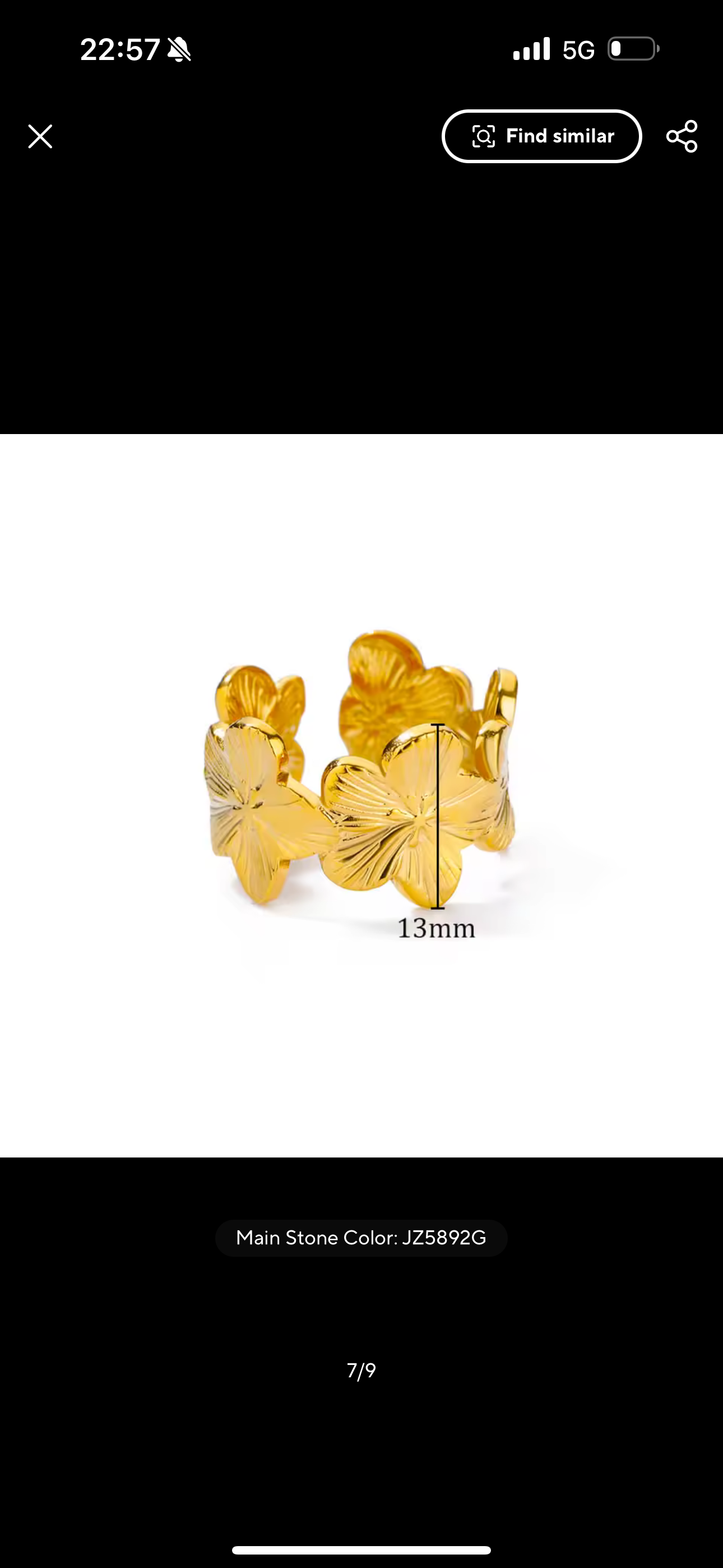 Stainless Steel Flower Design Adjustable Ring