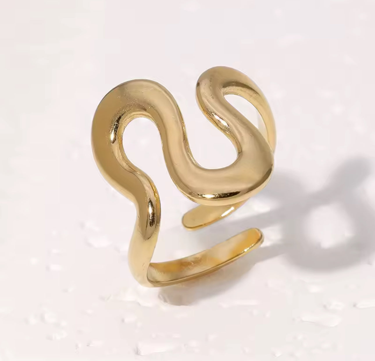 Stainless Steel Adjustable Ring, Gold Plated