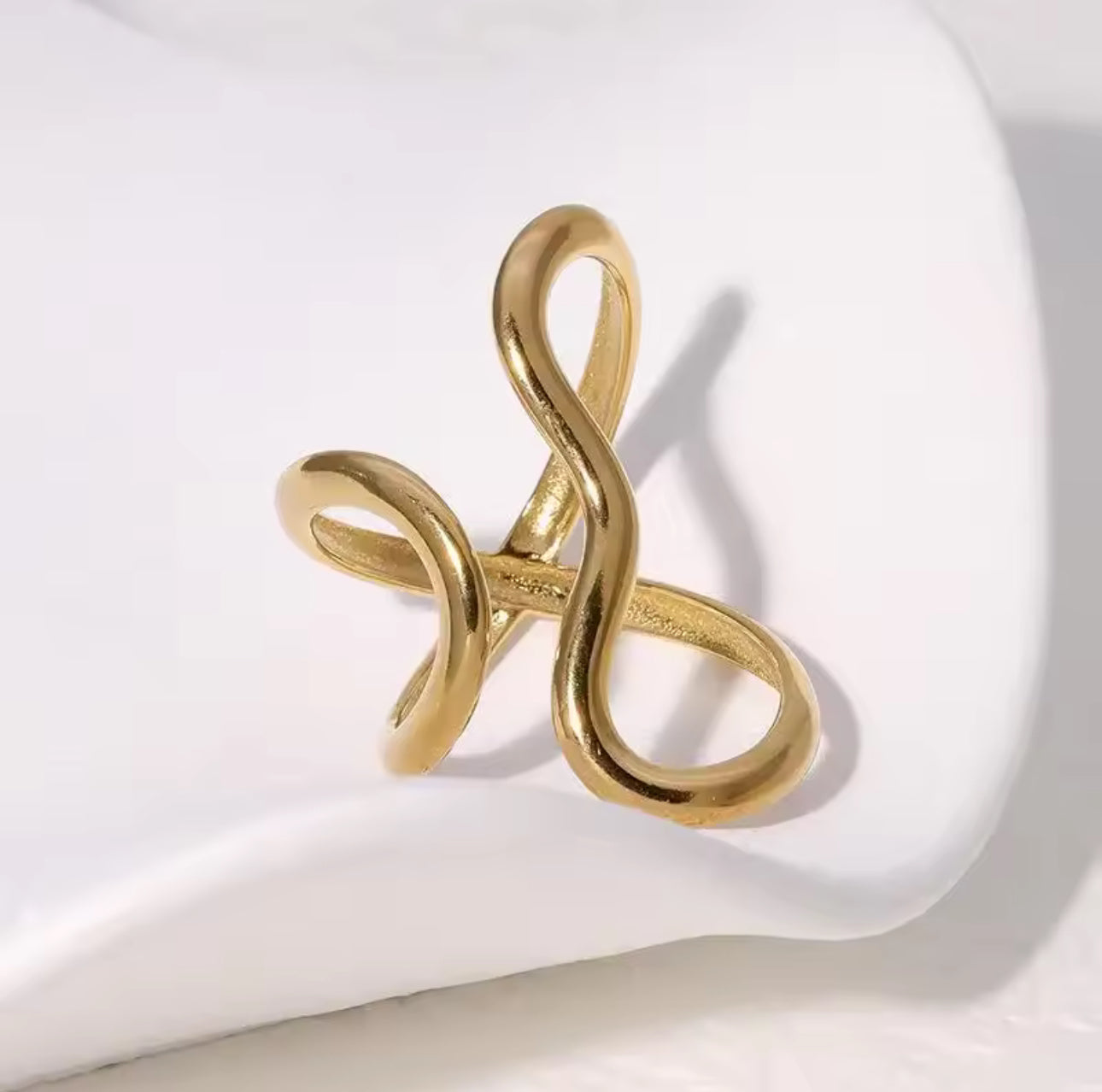 Stainless Steel Adjustable Ring, Gold Plated