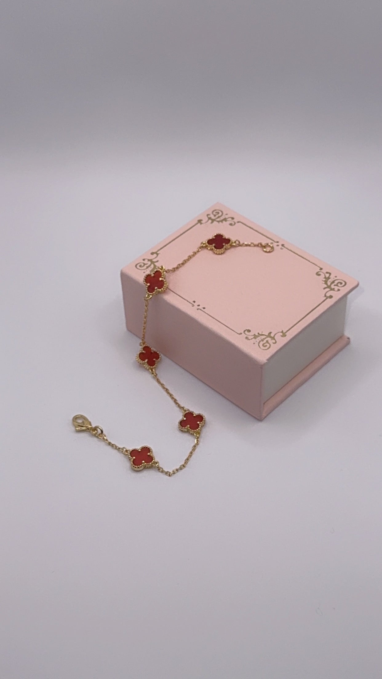 Mini Red Clover Set, S925 Silver, 18k Gold Plated