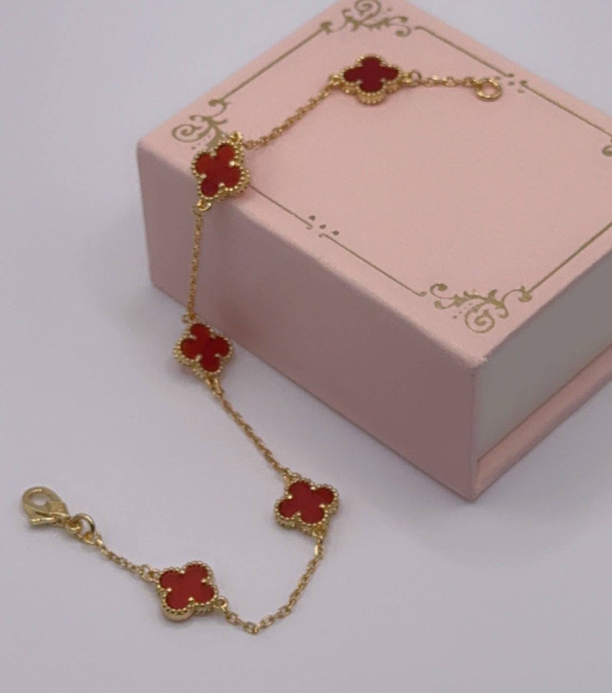 Mini Red Clover Set, S925 Silver, 18k Gold Plated