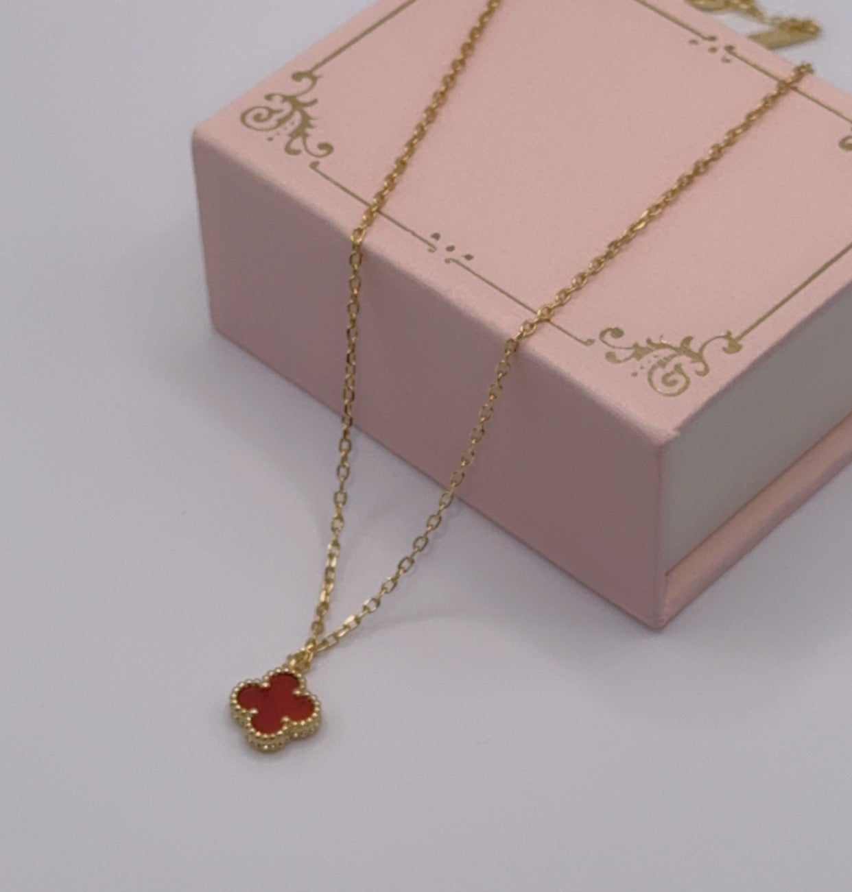 Mini Red Clover Set, S925 Silver, 18k Gold Plated