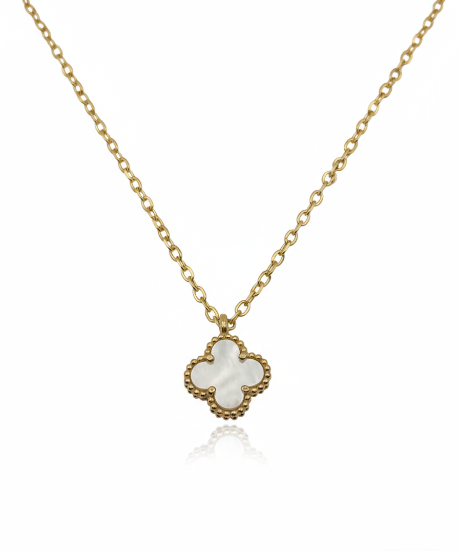 Mini White Clover Set, Necklace & Bracelet