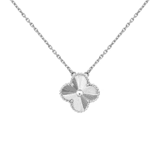 Single Clover Necklace in Silver Chain, Various Colours Available