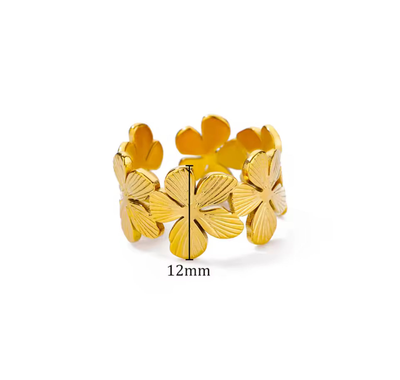 Stainless Steel Flower Design Adjustable Ring