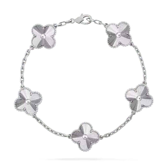Clover Bracelet in Silver Chain, Various Colours Available