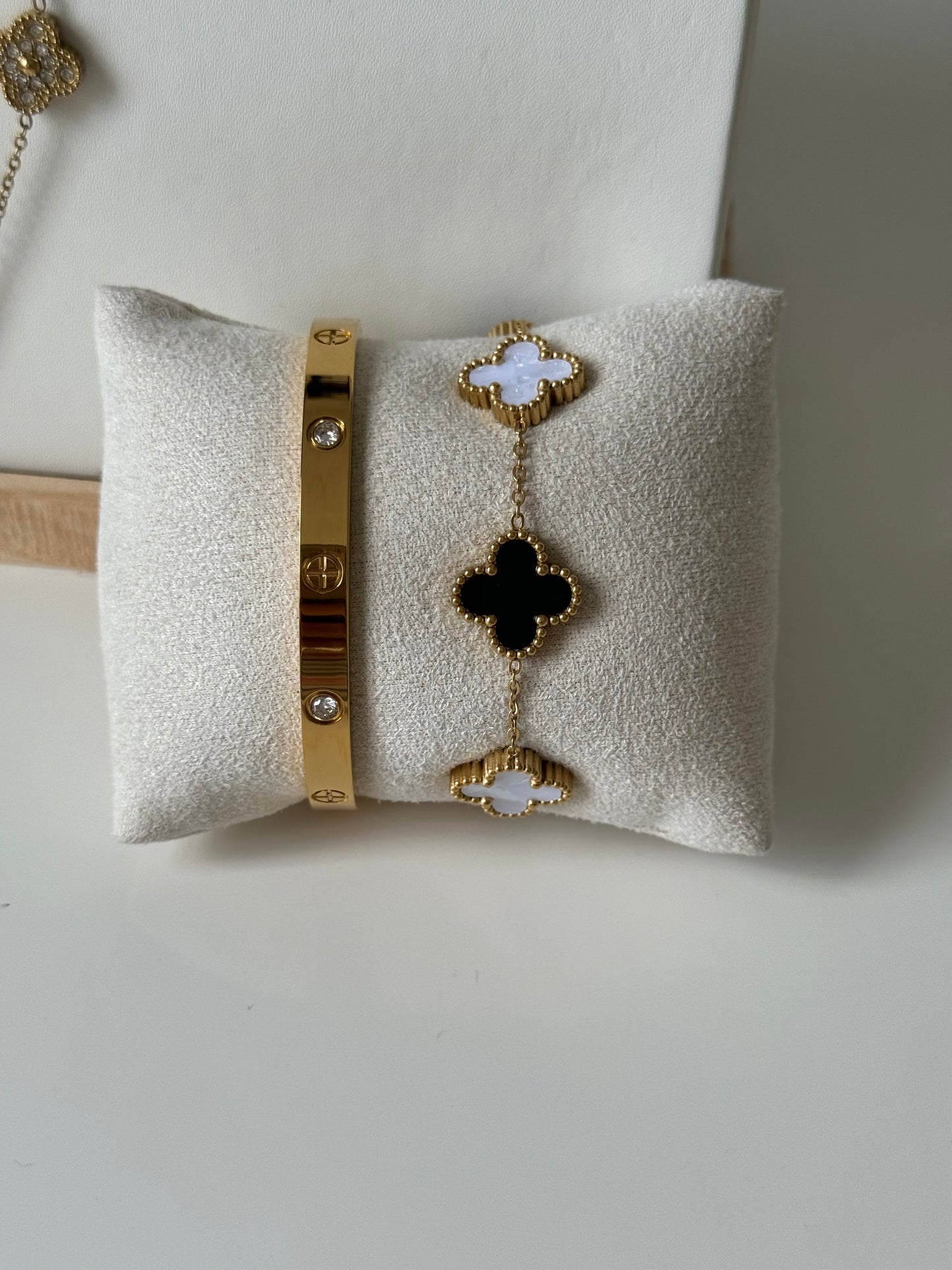 Set of Bangle and Bracelet, Stainless Steel, Tarnish Free
