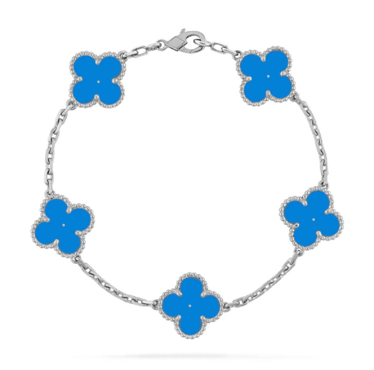 Clover Bracelet in Silver Chain, Various Colours Available