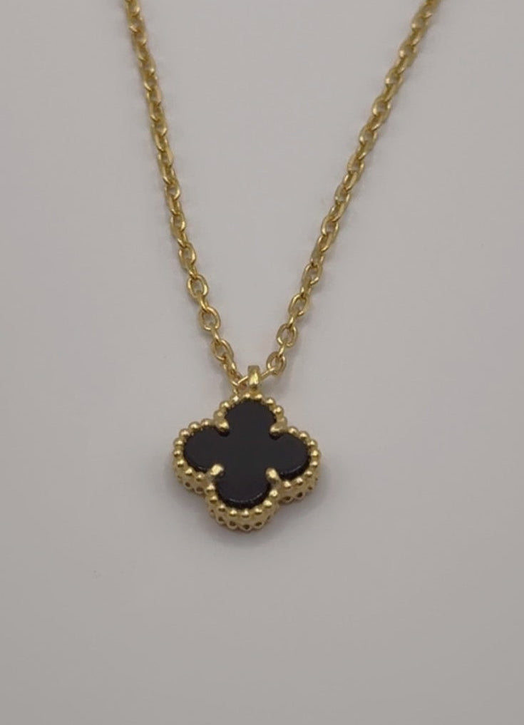 Mini Black Clover Set, Necklace & Bracelet