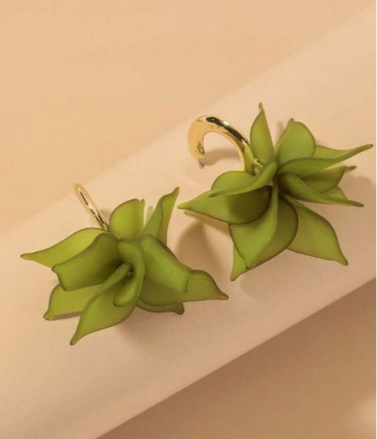 Light Green Flower Design Earrings
