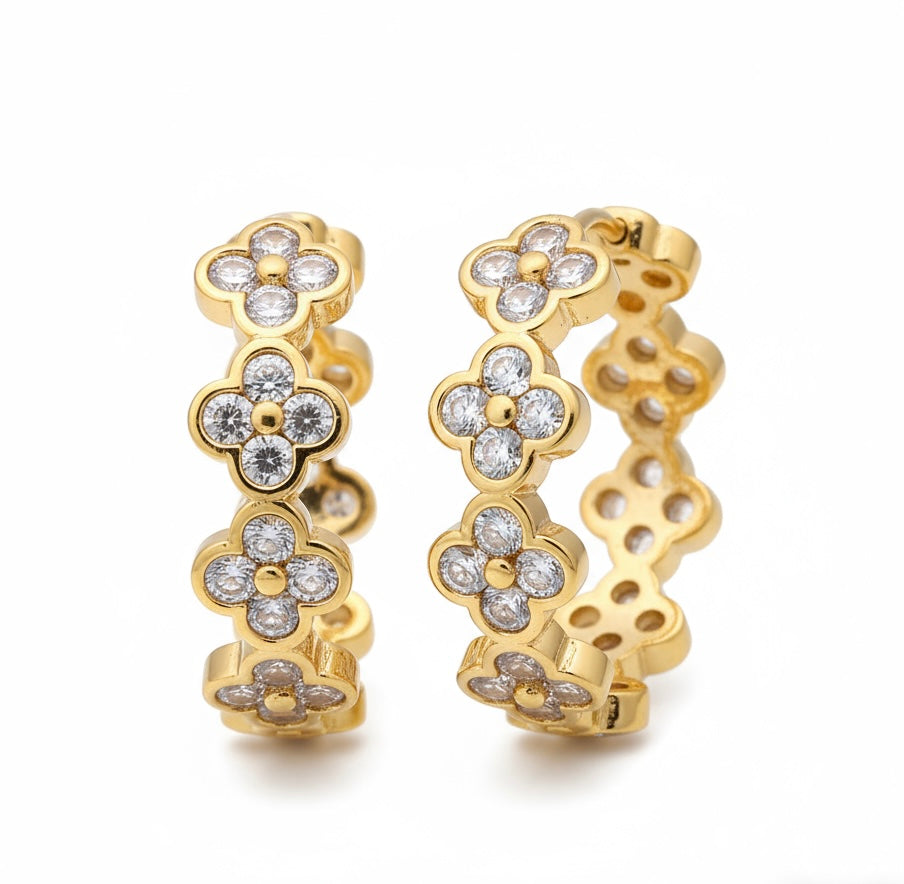 Crystal Flower Hoop Earrings