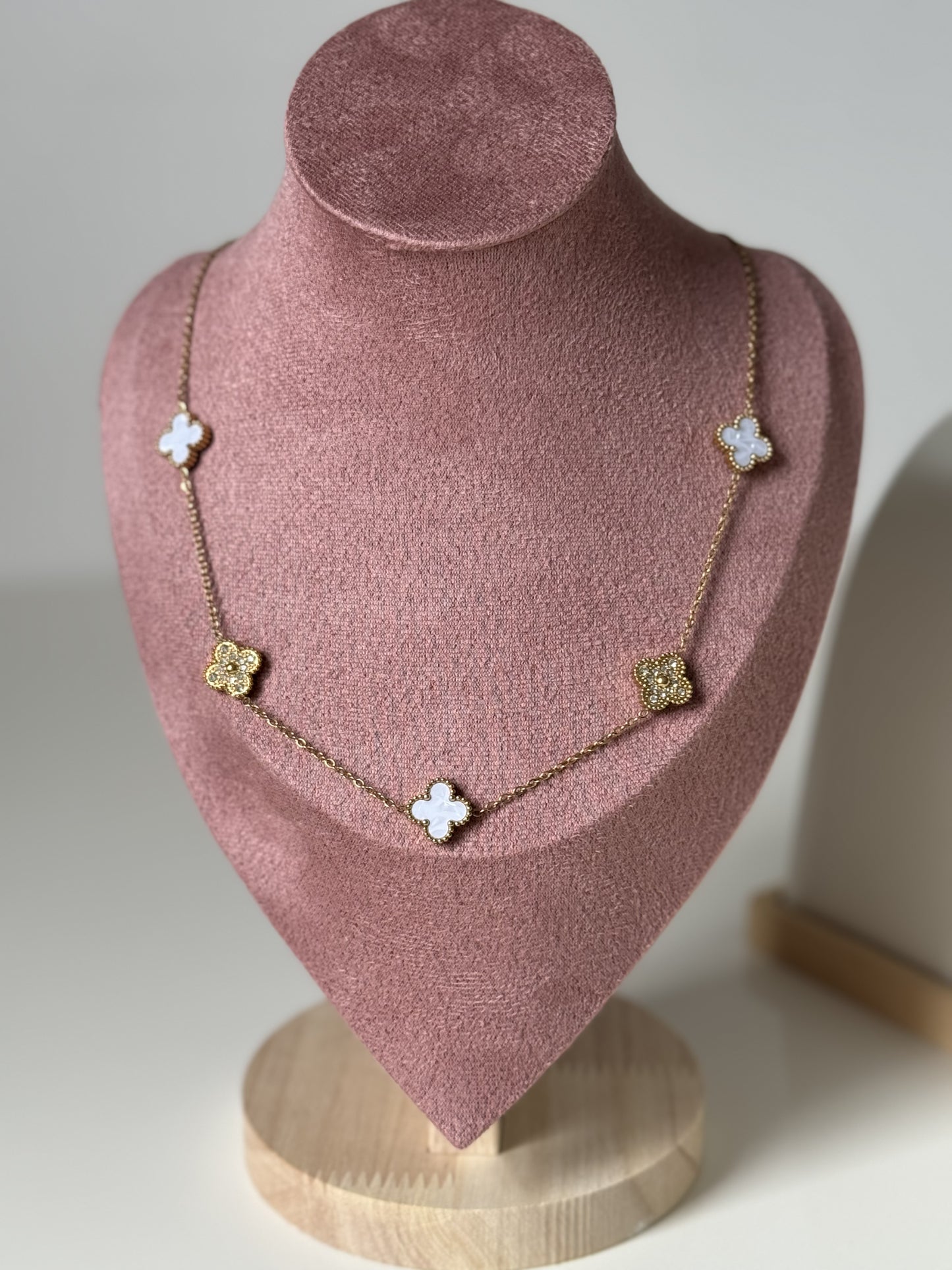 5 Clover Necklace, Stainless Steel, Waterproof